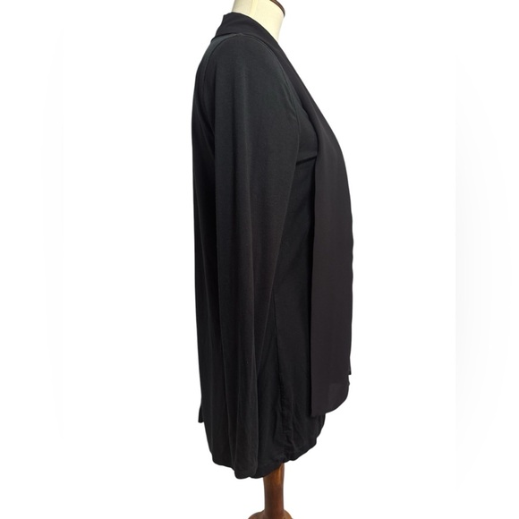 Lauren Ralph Lauren Black Drapey Open Front Long Sleeve Cardigan Size Medium - Picture 2 of 12